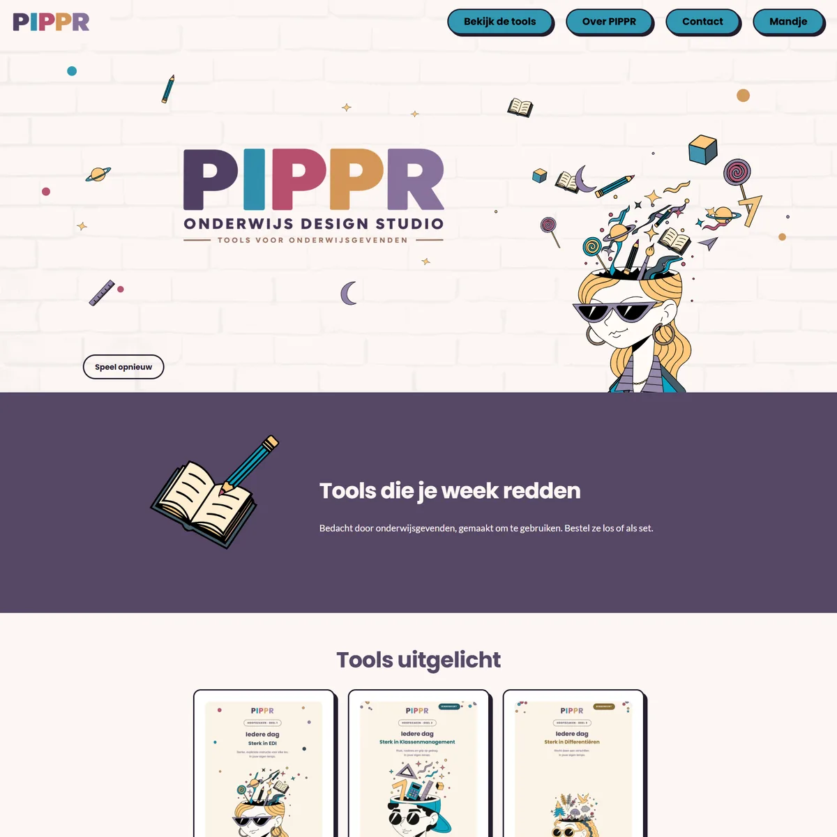 Captura de ecrã da página inicial de pippr.nl